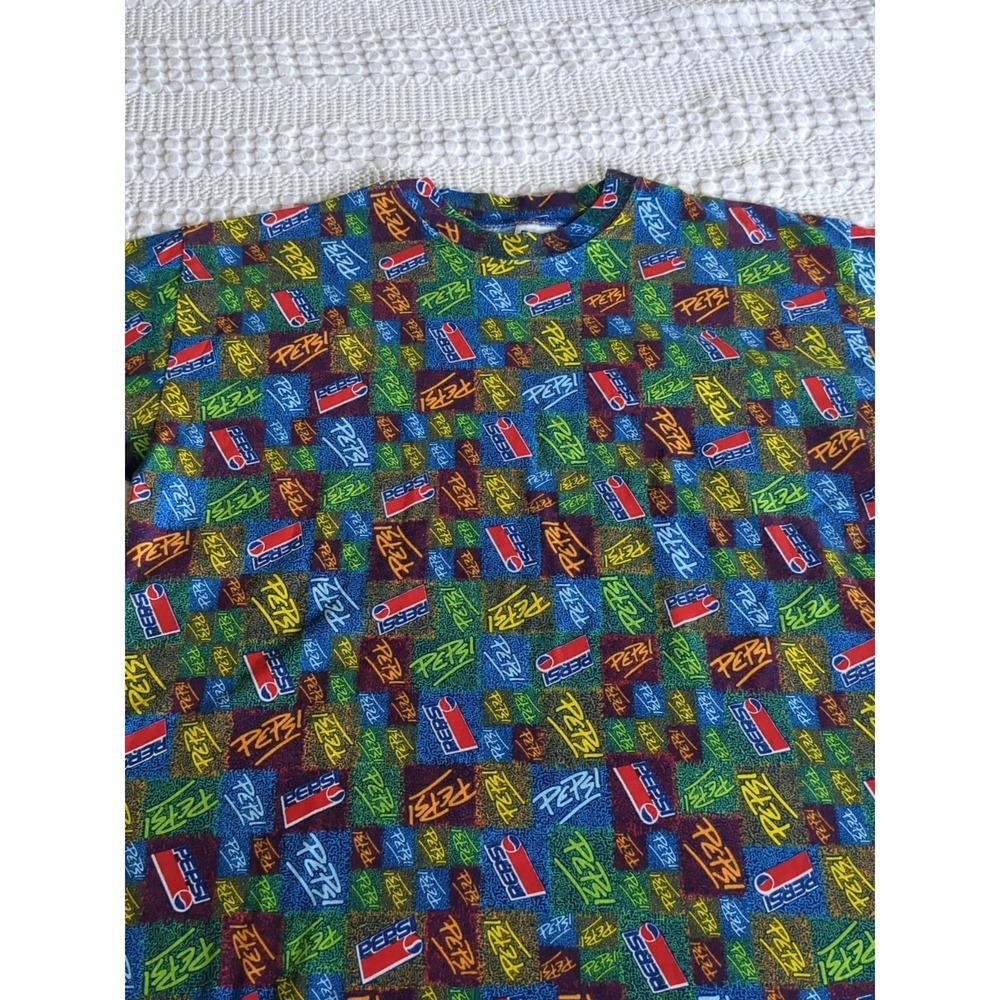 VTG Pepsi All Over Print Short Sleeve T-shirt '90s? Multicolor OS Fits Large - Picture 2 of 7